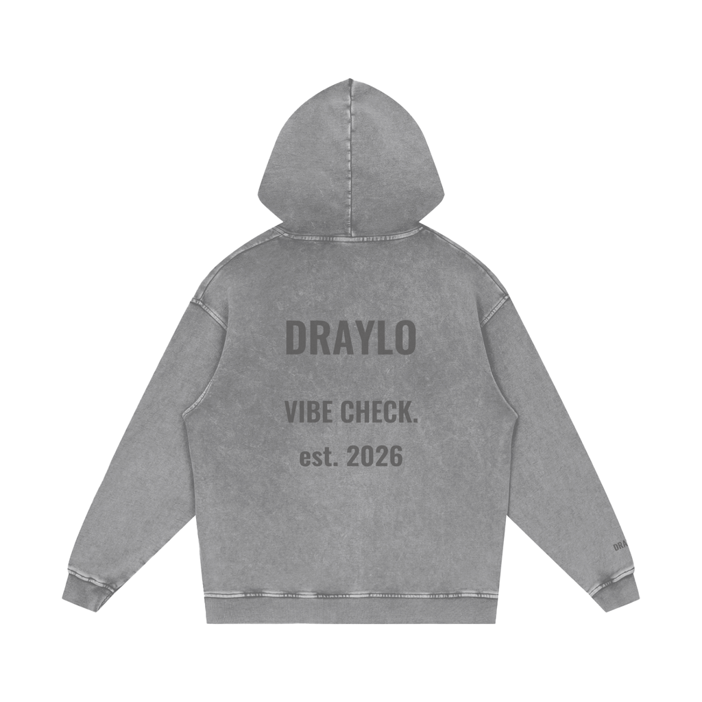 DRAYLO Snow Washed Loose Cotton Hoodie
