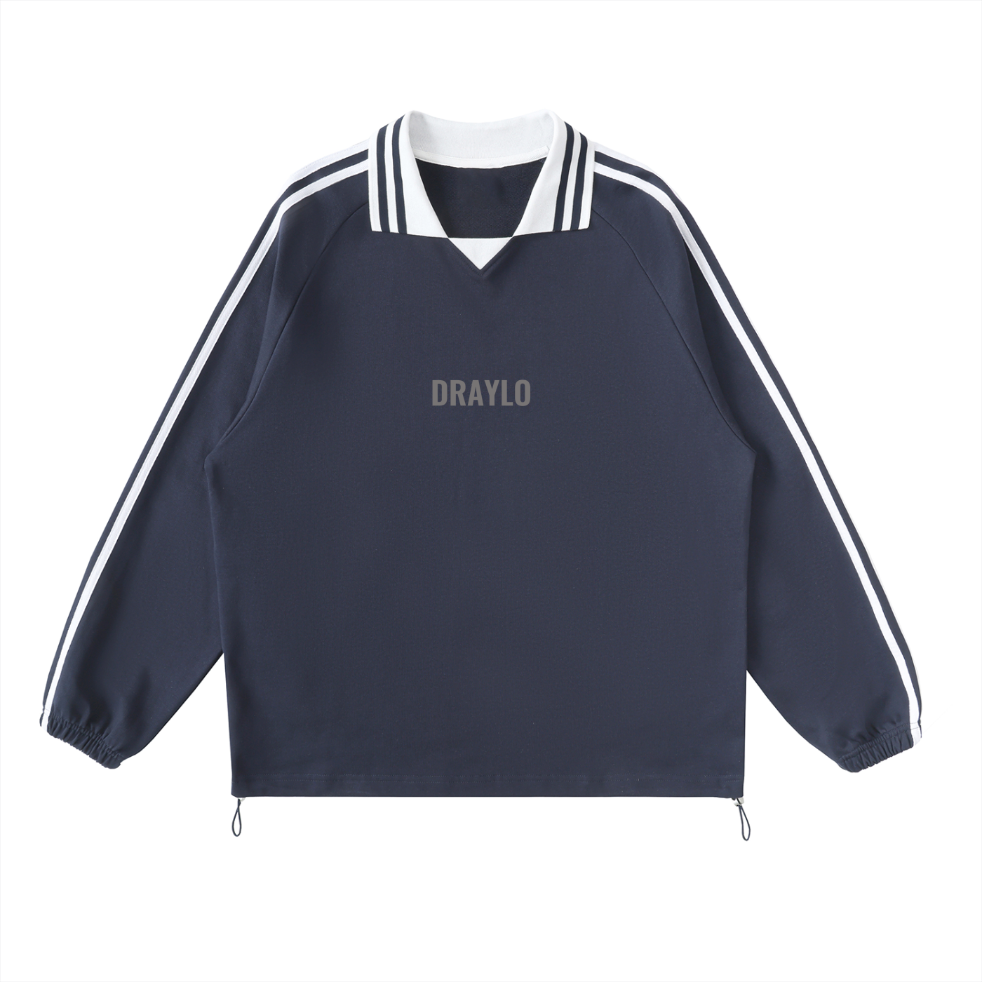 DRAYLO Striped Lapel Collar Sweatshirt
