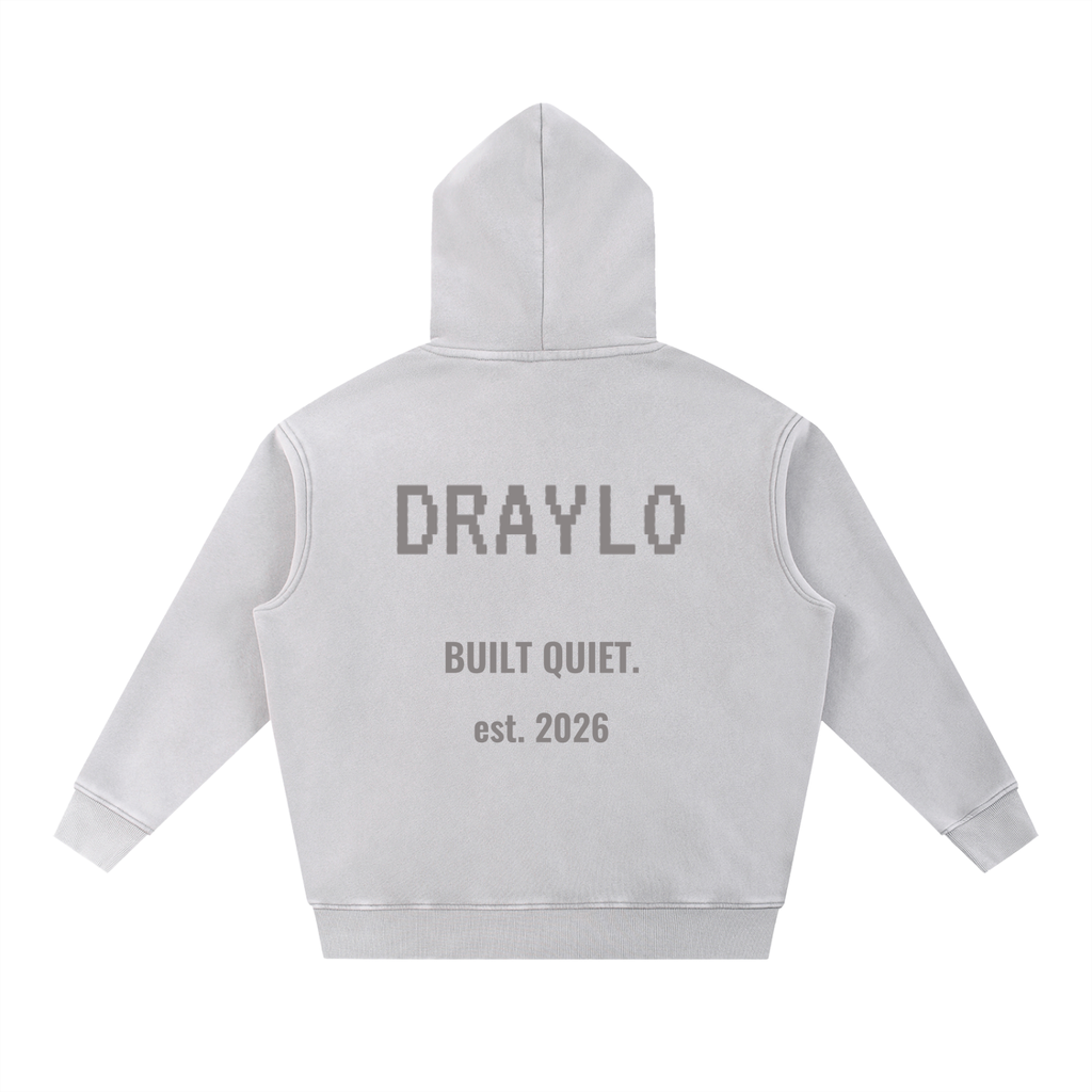 DRAYLO, BUILT QUIET.  thick hoodie