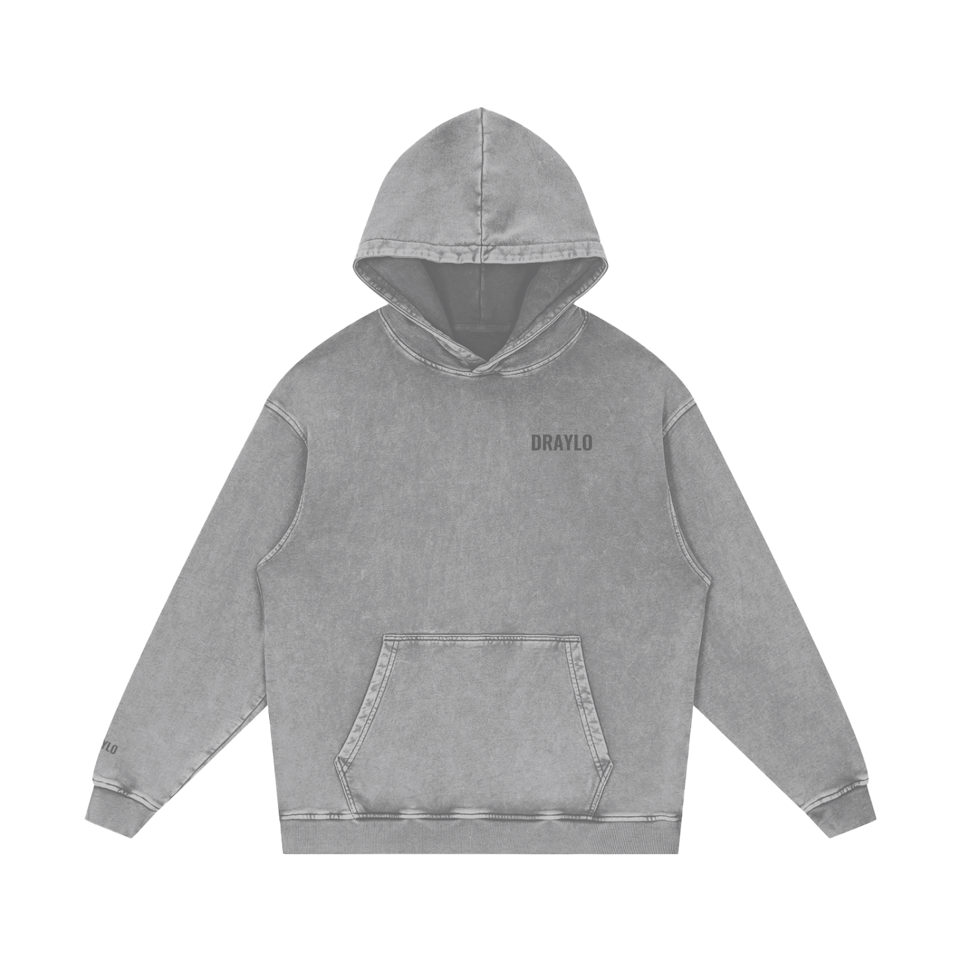 DRAYLO Snow Washed Loose Cotton Hoodie