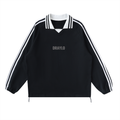 DRAYLO Striped Lapel Collar Sweatshirt