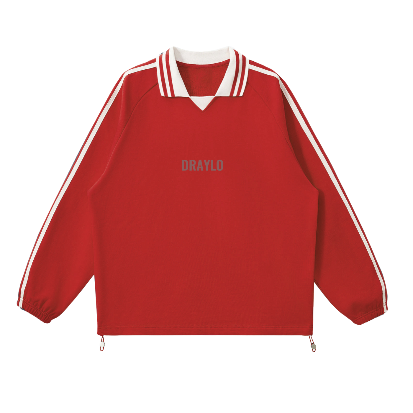 DRAYLO Striped Lapel Collar Sweatshirt