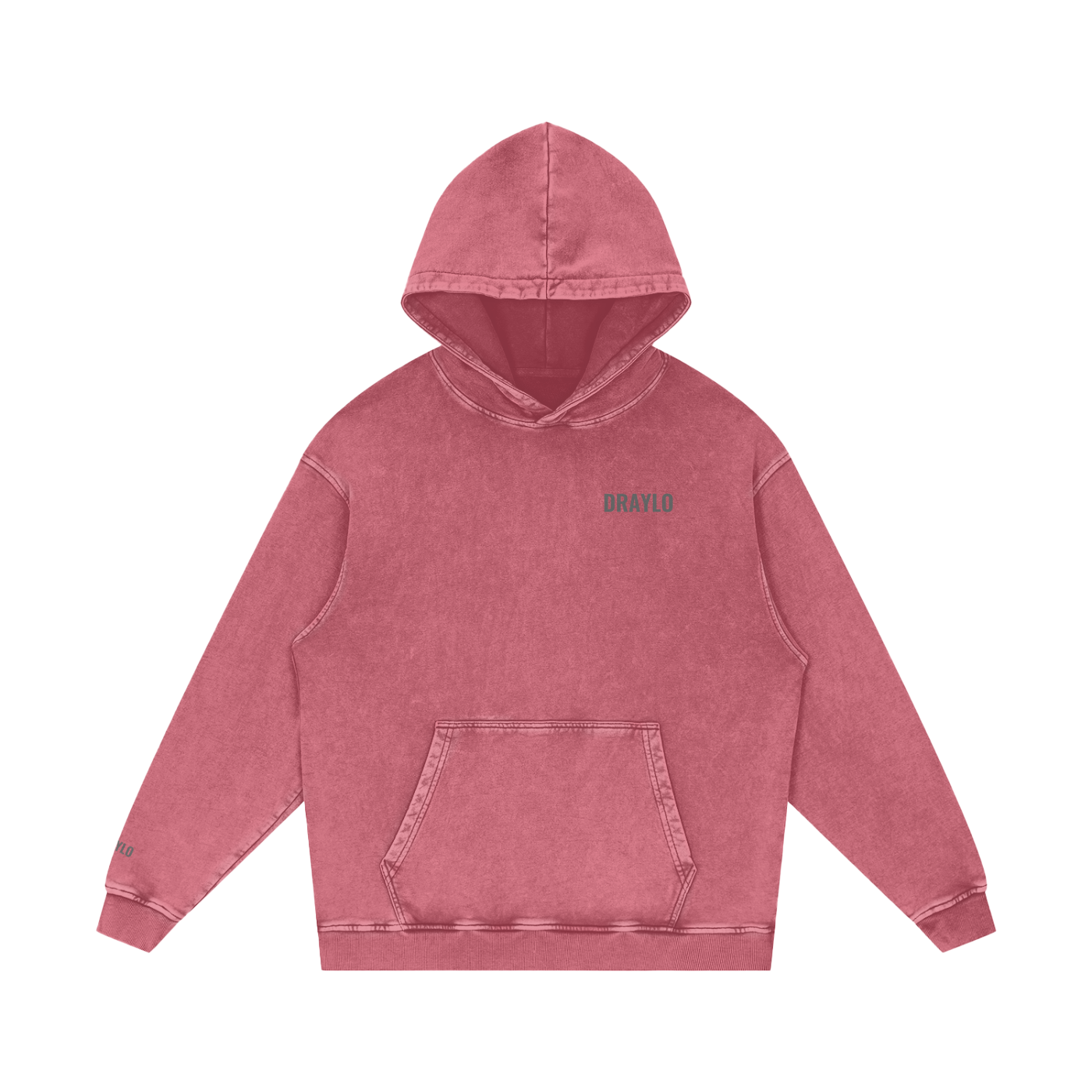 DRAYLO Snow Washed Loose Cotton Hoodie