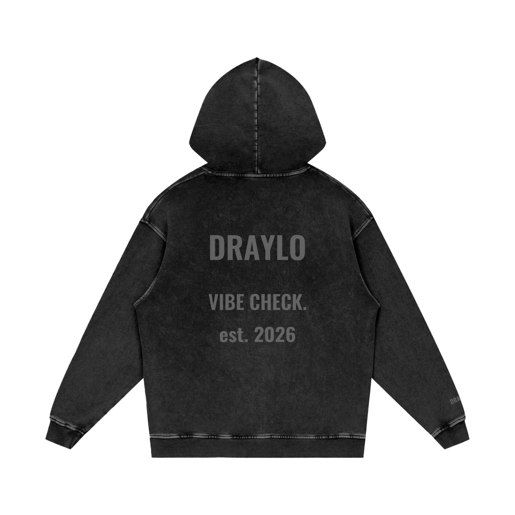 DRAYLO Snow Washed Loose Cotton Hoodie