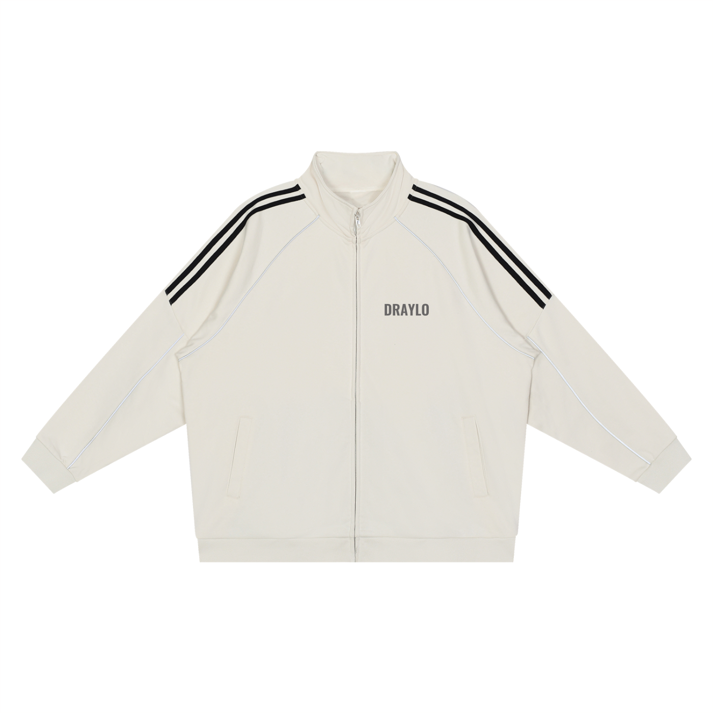 DRAYLO Striped Raglan Sleeve  Jacket