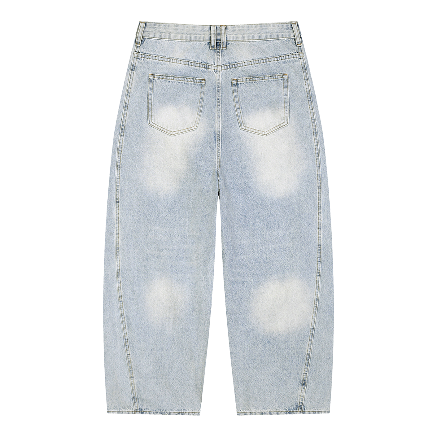 DRAYLO Men's Vintage Wash Sunfade Barrel Leg Jeans