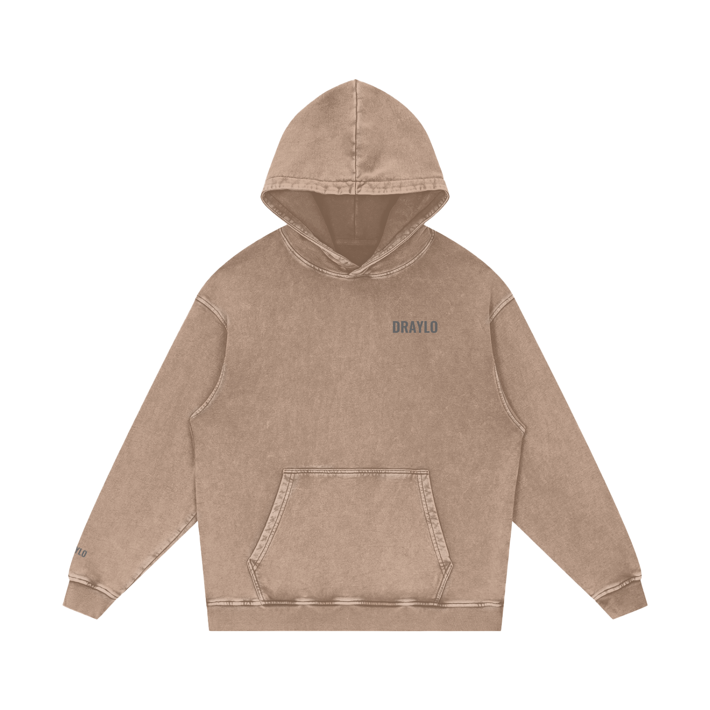 DRAYLO Snow Washed Loose Cotton Hoodie