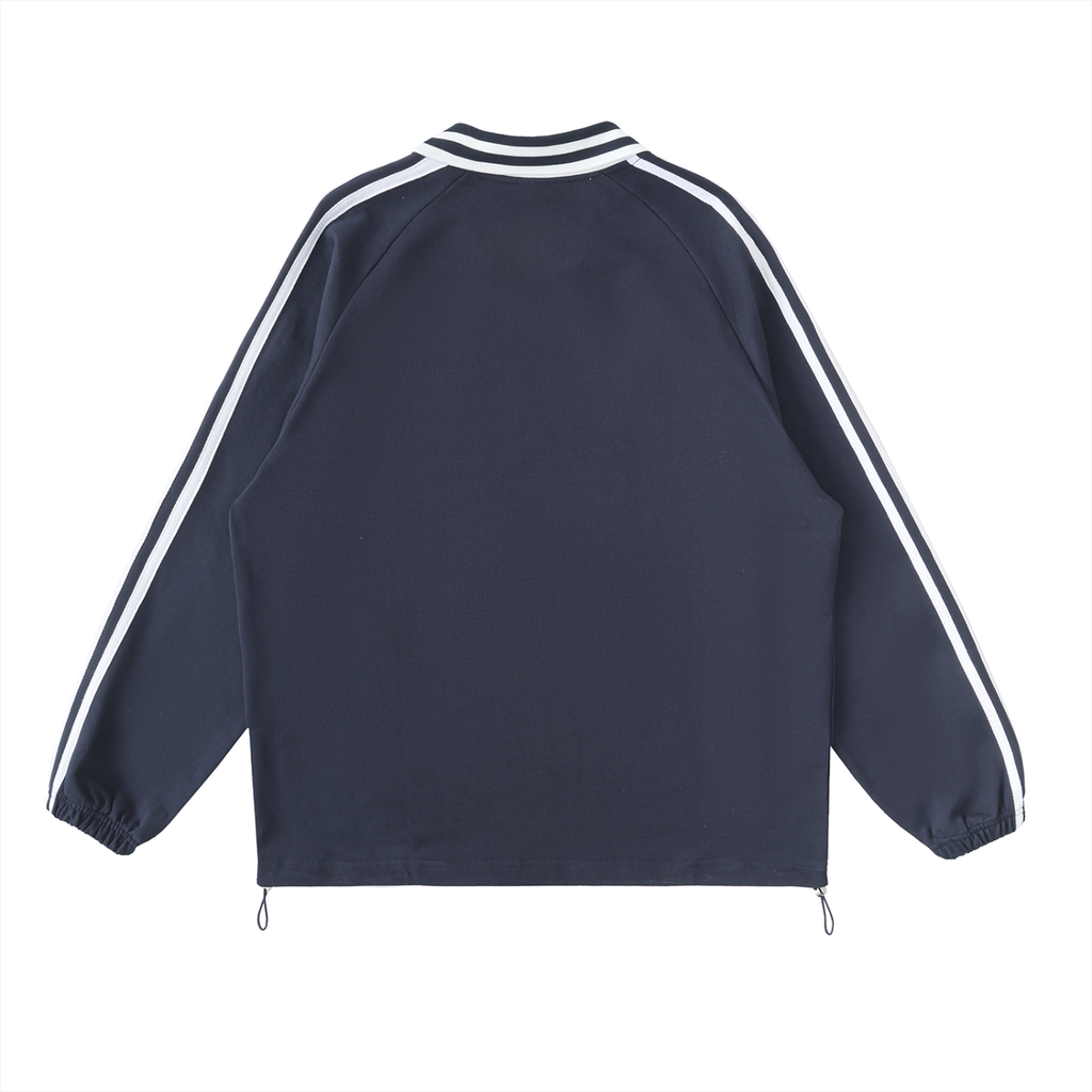 DRAYLO Striped Lapel Collar Sweatshirt