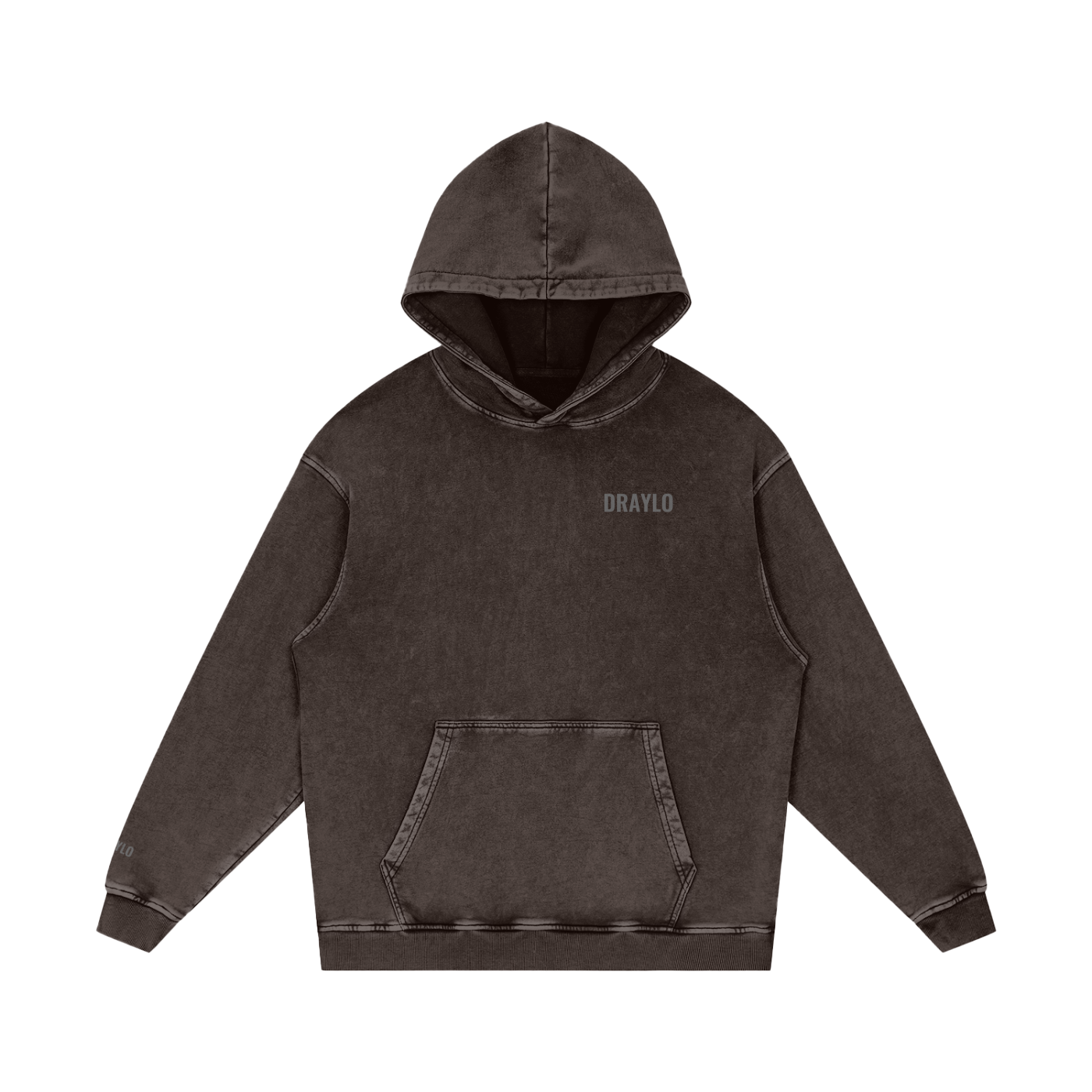 DRAYLO Snow Washed Loose Cotton Hoodie