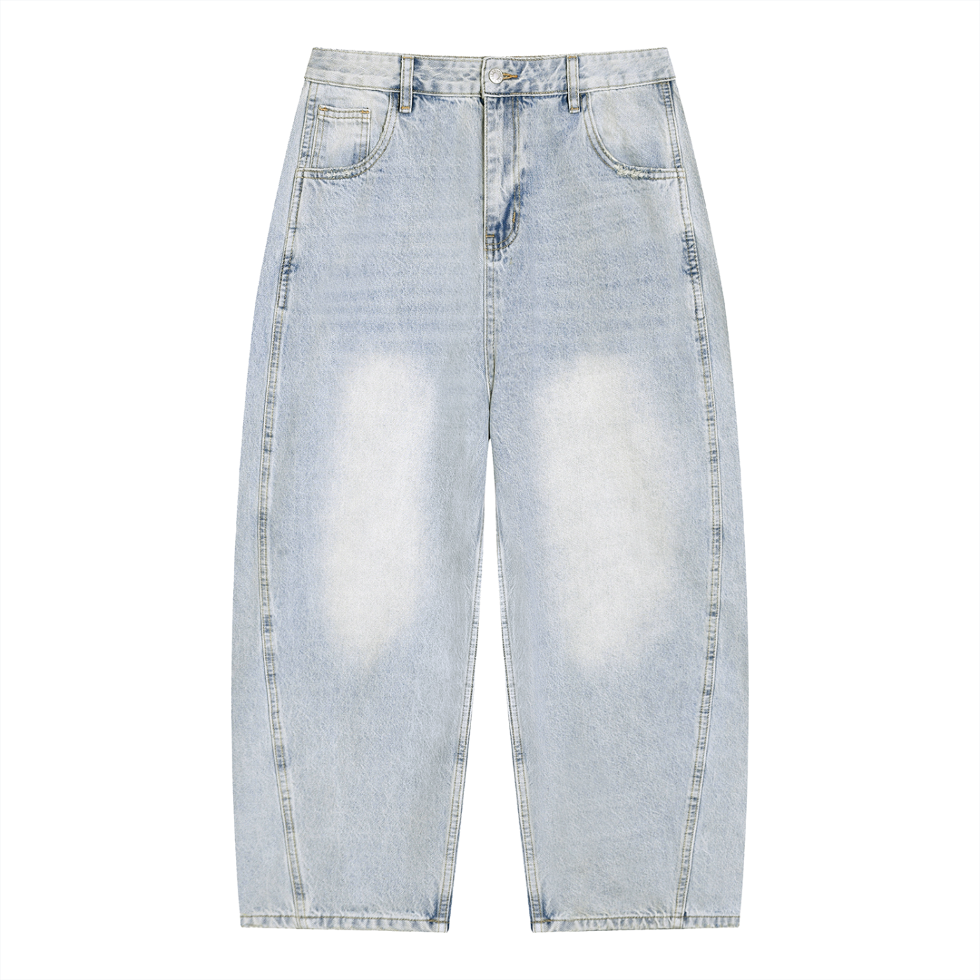 DRAYLO Men's Vintage Wash Sunfade Barrel Leg Jeans