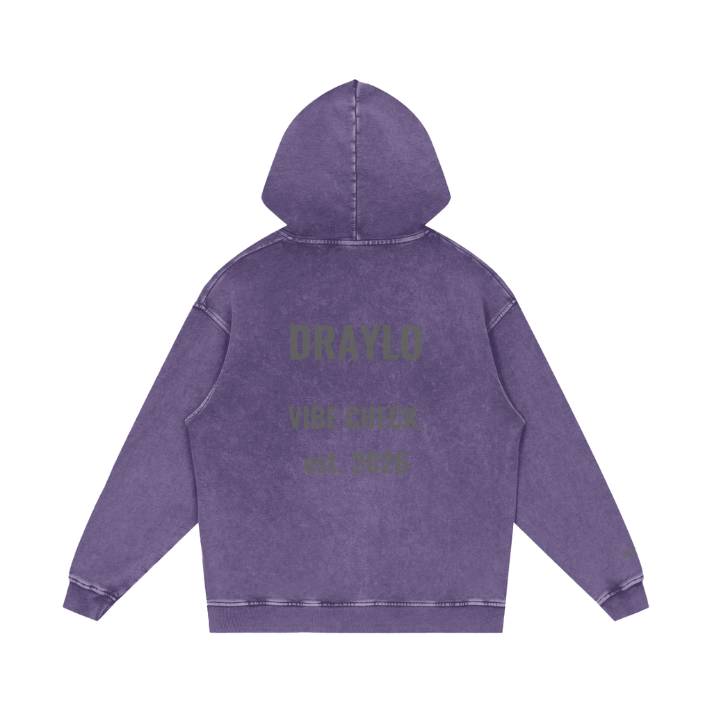DRAYLO Snow Washed Loose Cotton Hoodie