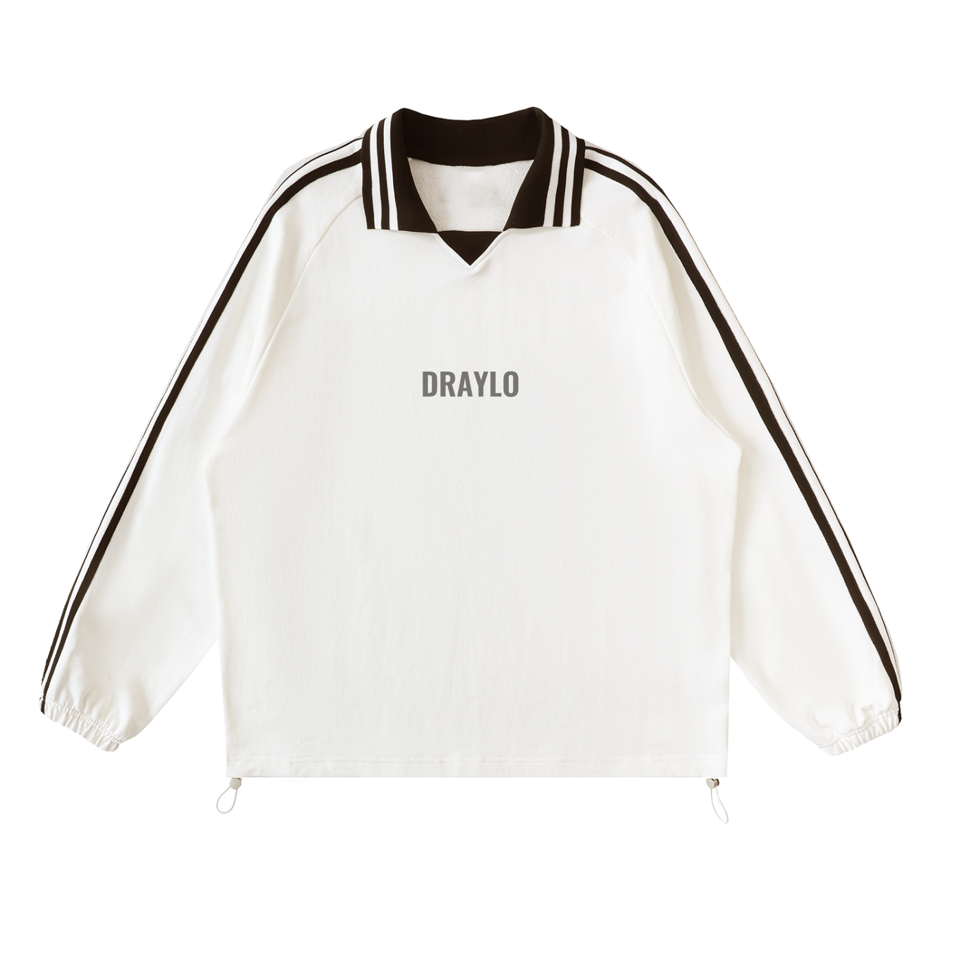 DRAYLO Striped Lapel Collar Sweatshirt