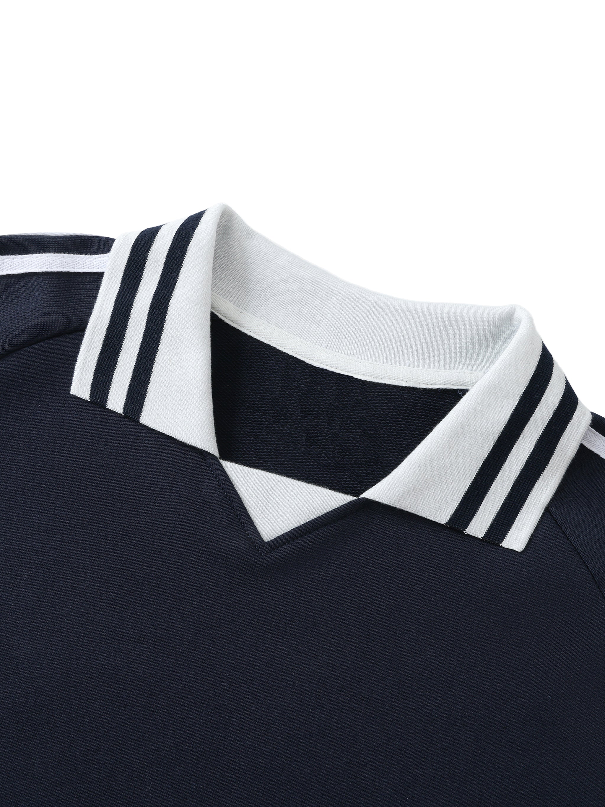 DRAYLO Striped Lapel Collar Sweatshirt