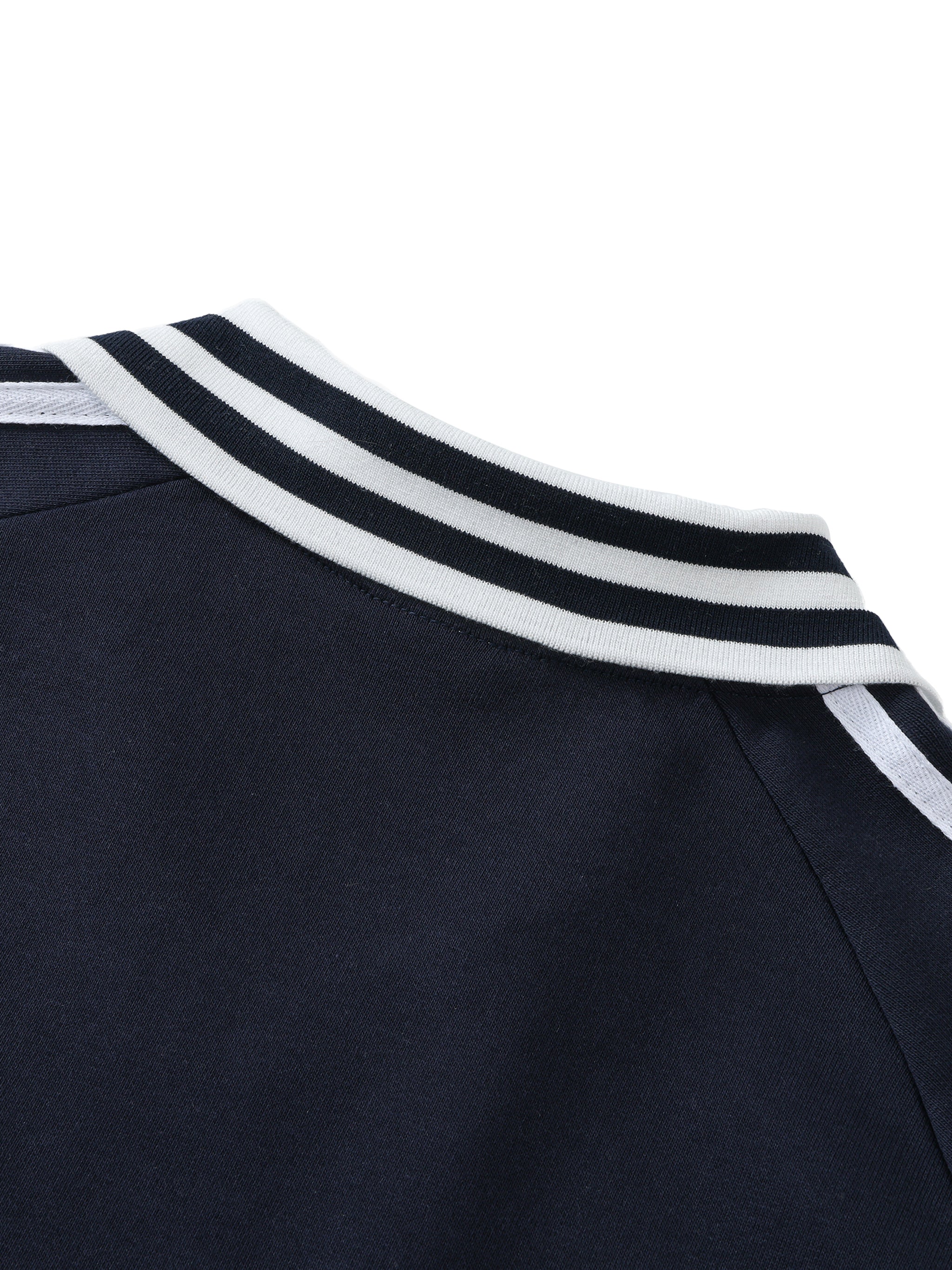 DRAYLO Striped Lapel Collar Sweatshirt