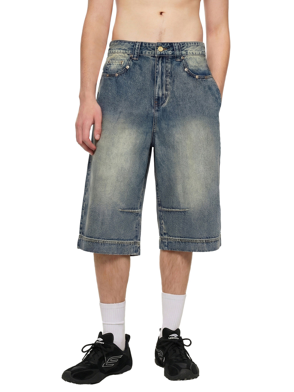 DRAYLO Vintage Wash Baggy Denim Shorts
