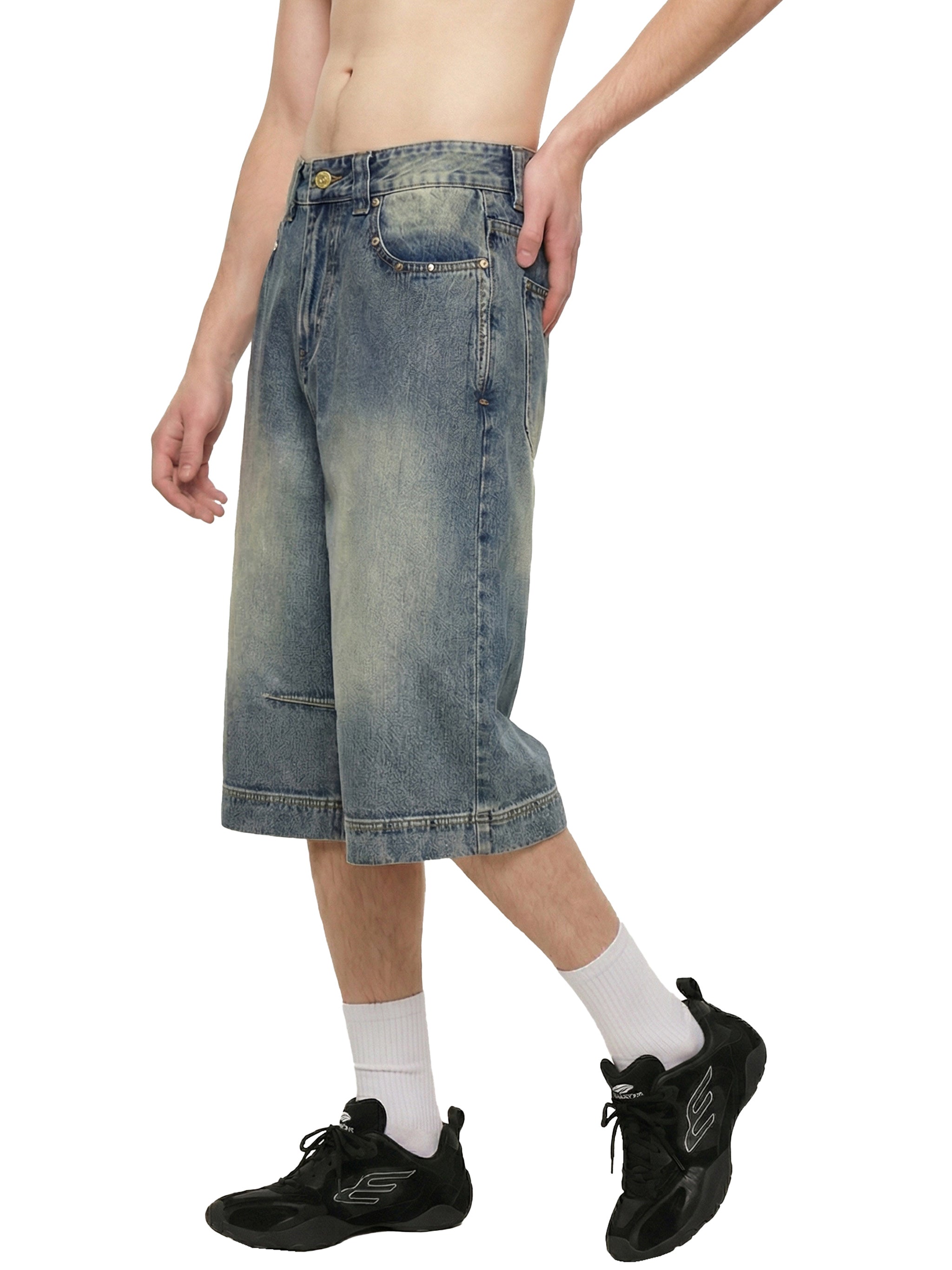 DRAYLO Vintage Wash Baggy Denim Shorts