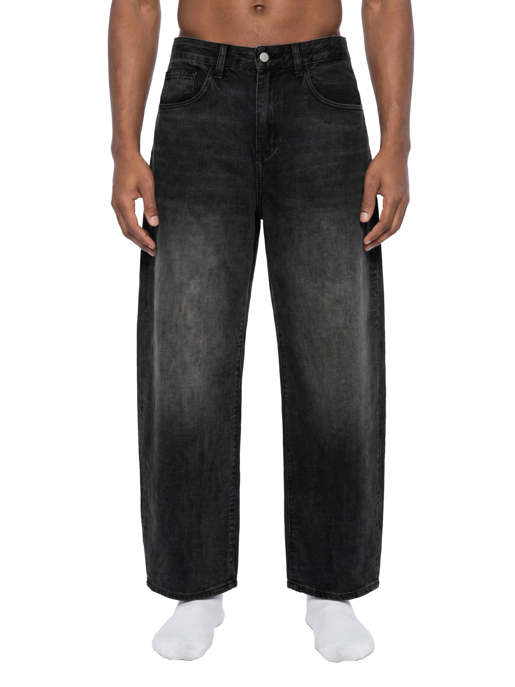 DRAYLO Men's Sunfade Vintage Wash Barrel Leg Jeans