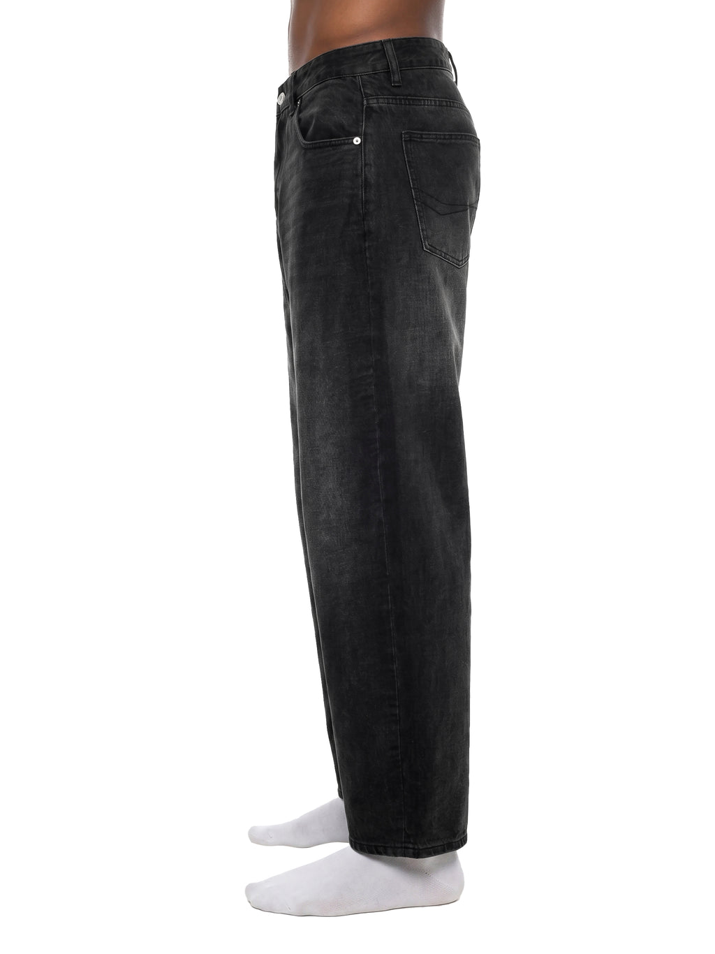 DRAYLO Men's Sunfade Vintage Wash Barrel Leg Jeans