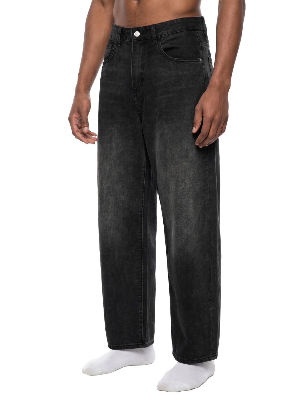 DRAYLO Men's Sunfade Vintage Wash Barrel Leg Jeans