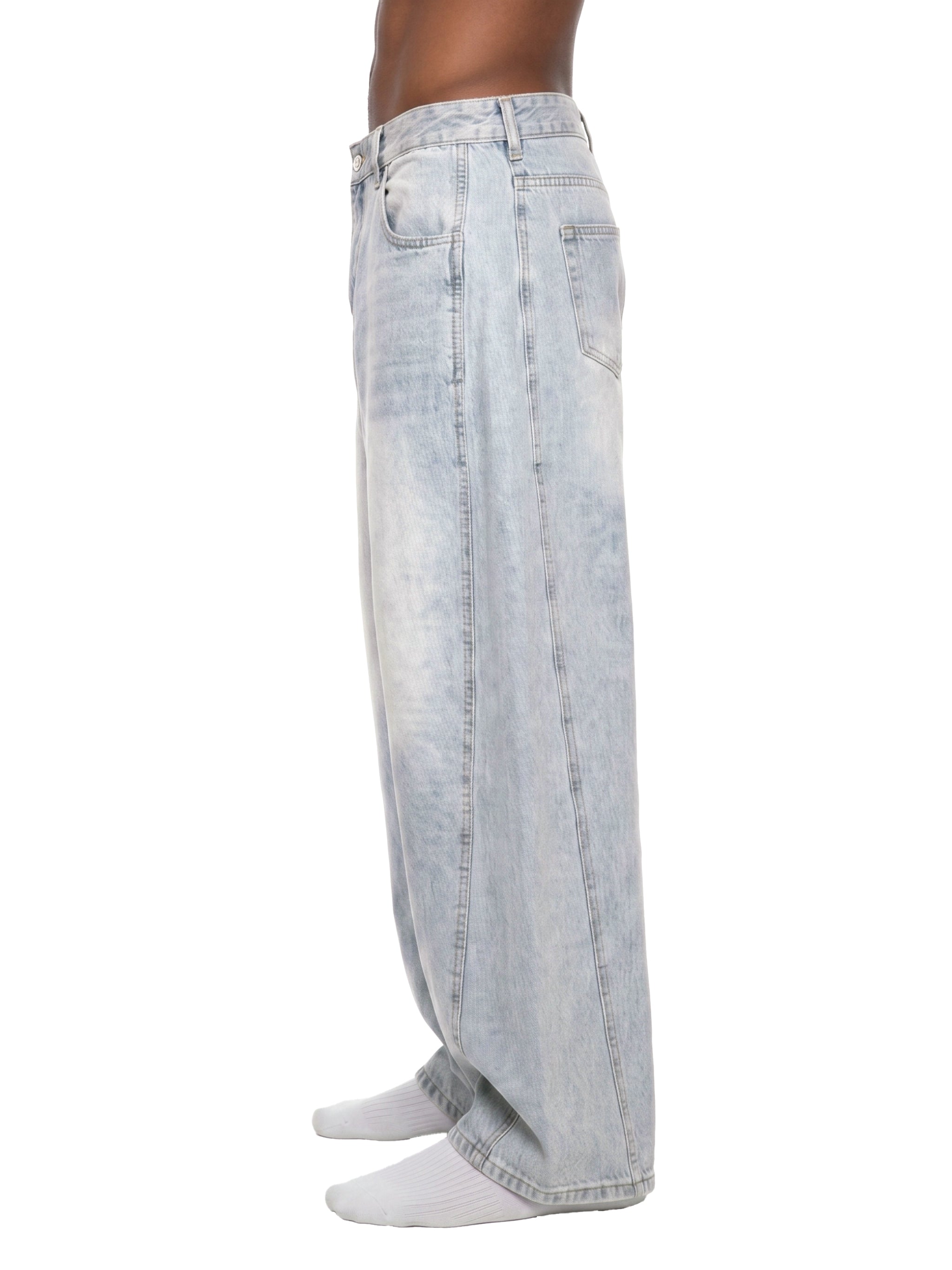 DRAYLO Men's Vintage Wash Sunfade Barrel Leg Jeans
