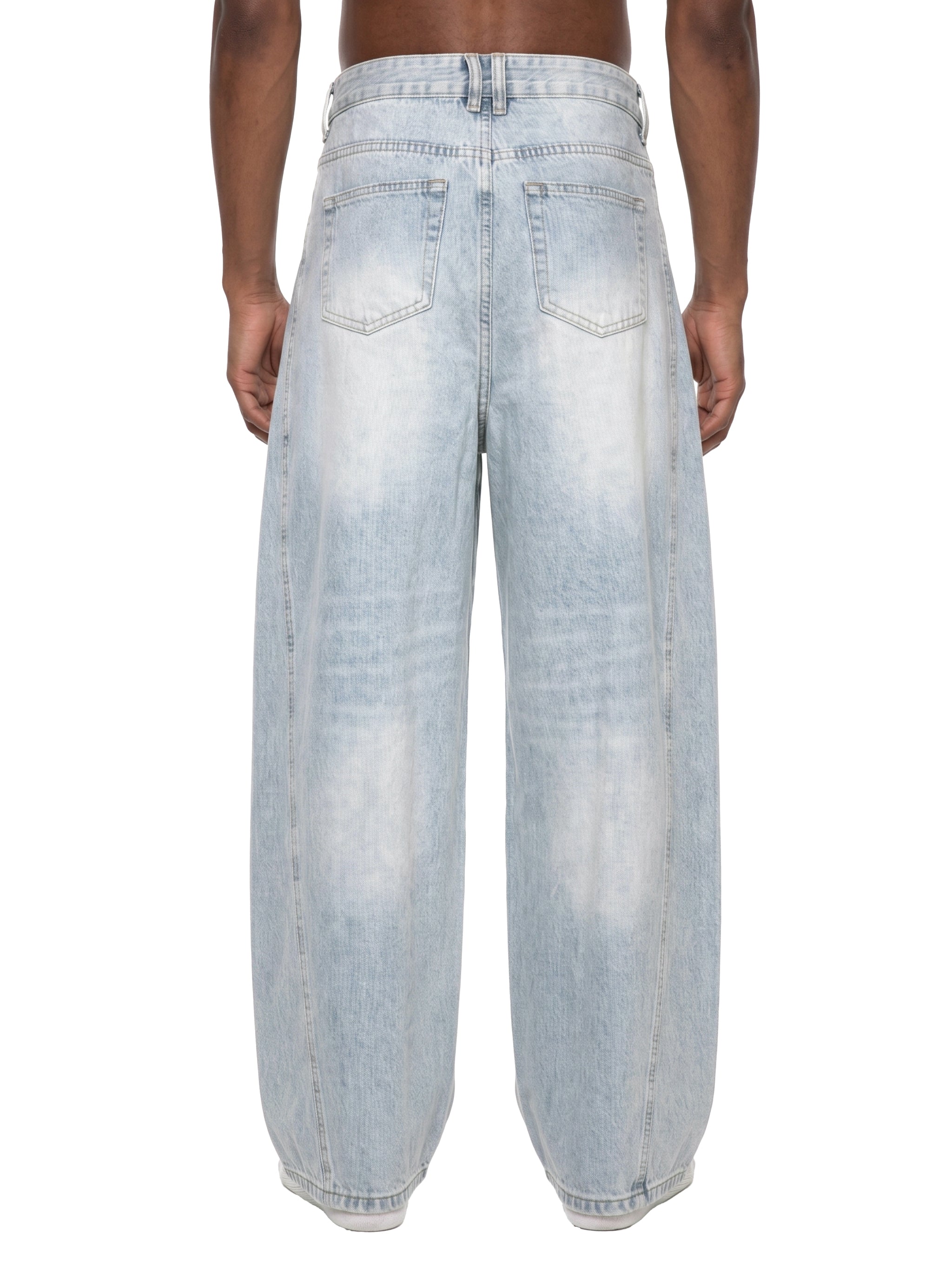 DRAYLO Men's Vintage Wash Sunfade Barrel Leg Jeans